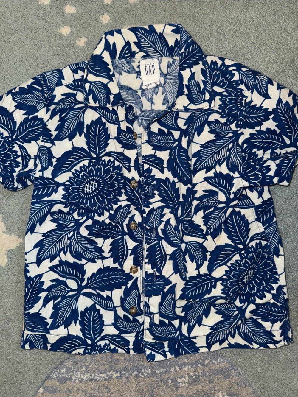 GAP Blue and White Floral Button Down Shirt